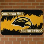 Southern Miss Golden Eagles Plate Rip Black Doormat