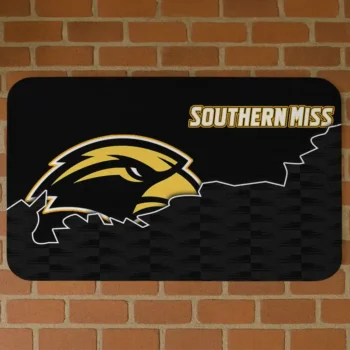 Southern Miss Golden Eagles Tribal Detailing Black Doormat