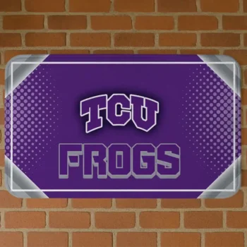 TCU Horned Frogs Silver Halftone Purple Doormat