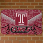 Temple Owls Layered Lines Red Doormat