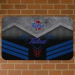Tulsa Golden Hurricane Chevron Points Blue Black Doormat