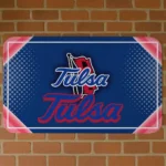 Tulsa Golden Hurricane Silver Halftone Blue Doormat
