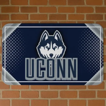 UConn Huskies Silver Halftone Blue Doormat
