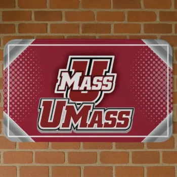 UMass Minutemen Silver Halftone Red Doormat