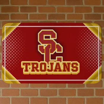 USC Trojans Silver Halftone Red Doormat