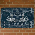 Utah State Aggies Helmet Illustration Navy Doormat