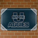 Utah State Aggies Silver Halftone Navy Doormat