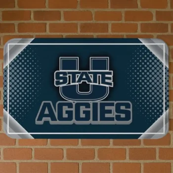 Utah State Aggies Silver Halftone Navy Doormat