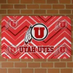 Utah Utes Chevron Geometrics Red Doormat