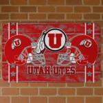 Utah Utes Helmet Illustration Red Doormat