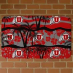 Utah Utes Palm Silhouette Red Black Doormat