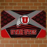Utah Utes Techno Camo Red Black Doormat