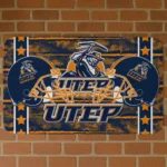 UTEP Miners Helmet Illustration Blue Doormat