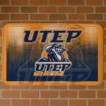 UTEP Miners Pixel Blur Blue Doormat