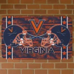Virginia Cavaliers Helmet Illustration Blue Doormat