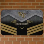 Wake Forest Demon Deacons Chevron Points Gold Black Doormat