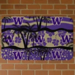 Washington Huskies Palm Silhouette Purple Black Doormat