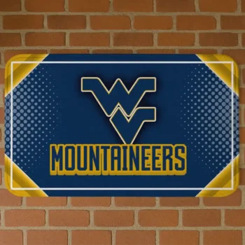 West Virginia Mountaineers Silver Halftone Blue Doormat