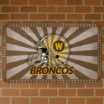 Western Michigan Broncos Helmet Centerpiece Brown Doormat