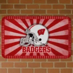 Wisconsin Badgers Helmet Centerpiece Red Doormat