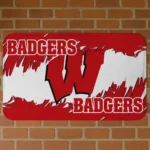 Wisconsin Badgers Plate Rip Red Doormat
