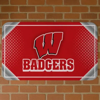 Wisconsin Badgers Silver Halftone Red Doormat
