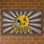 Wyoming Cowboys Helmet Centerpiece Brown Doormat