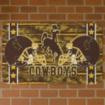 Wyoming Cowboys Helmet Illustration Brown Doormat
