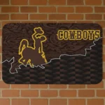 Wyoming Cowboys Tribal Detailing Brown Black Doormat