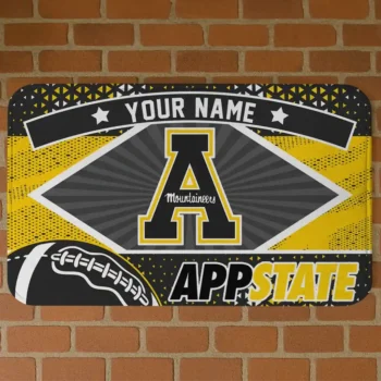 Custom Appalachian State Mountaineers Football Crest Black Doormat