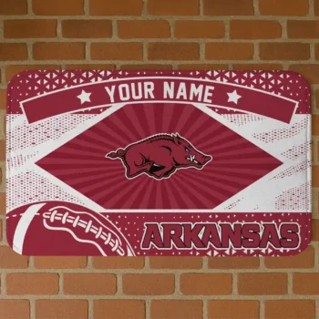 Custom Arkansas Razorbacks Football Crest Red Black Doormat