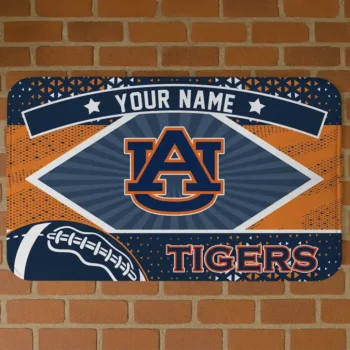 Custom Auburn Tigers Football Crest Navy Blue Black Doormat