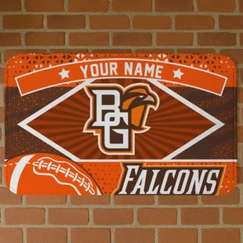 Custom Bowling Green Falcons Football Crest Orange Black Doormat