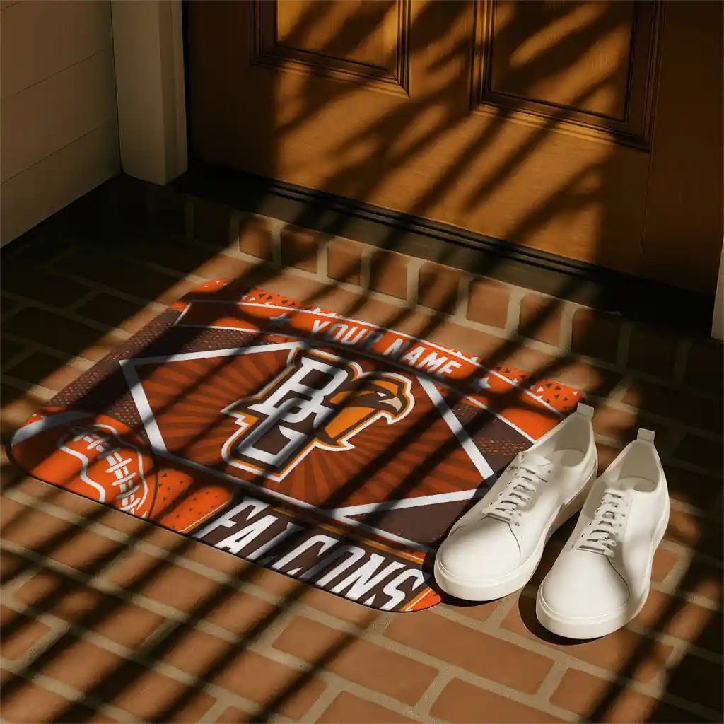 custom-bowling-green-falcons-football-crest-orange-black-doormat-trendy.webp