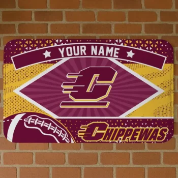 Custom Central Michigan Chippewas Football Crest Maroon Black Doormat