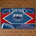 Custom Florida Atlantic Owls Football Crest Blue Black Doormat