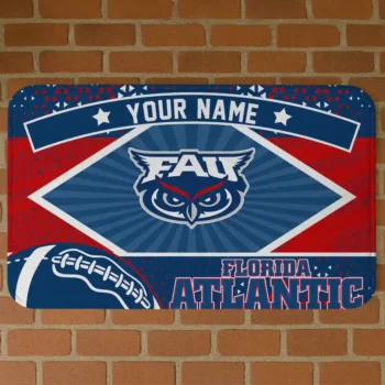 Custom Florida Atlantic Owls Football Crest Blue Black Doormat