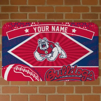 Custom Fresno State Bulldogs Football Crest Red Black Doormat