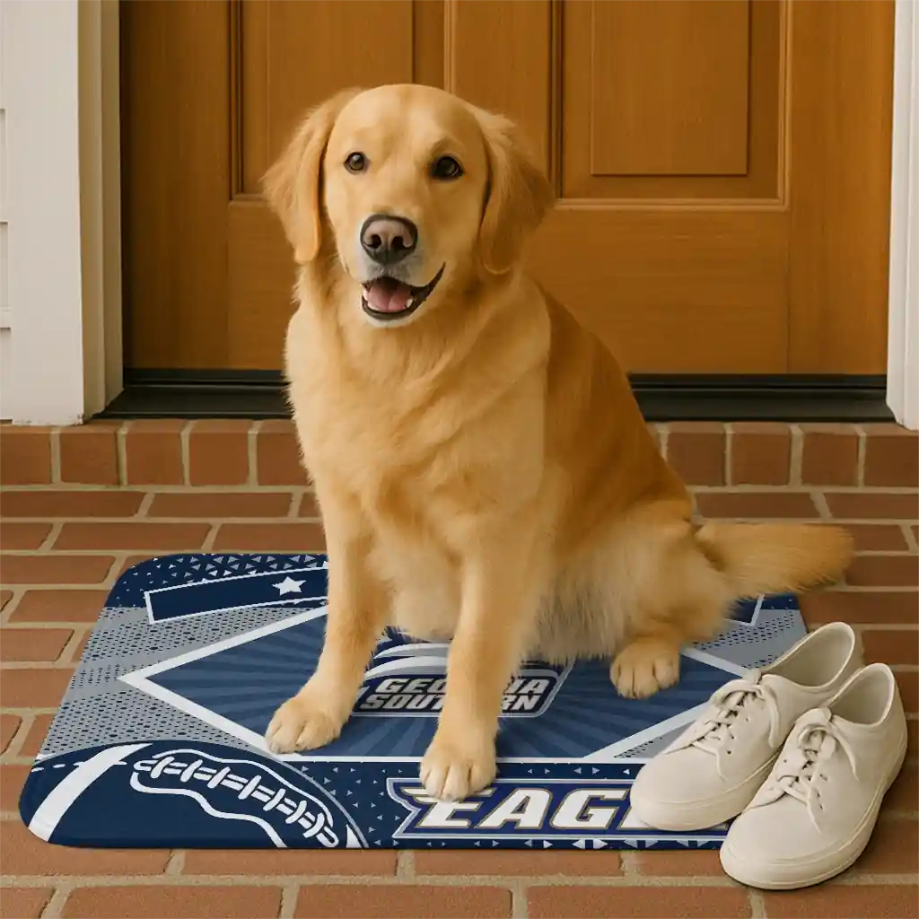custom-georgia-southern-eagles-football-crest-blue-black-doormat-high-quality.webp