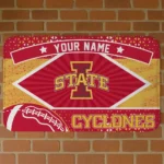 Custom Iowa State Cyclones Football Crest Red Black Doormat