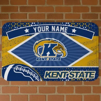 Custom Kent State Golden Flashes Football Crest Navy Blue Black Doormat
