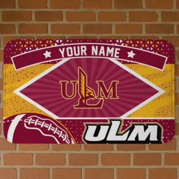 Custom Louisiana-Monroe Warhawks Football Crest Red Black Doormat
