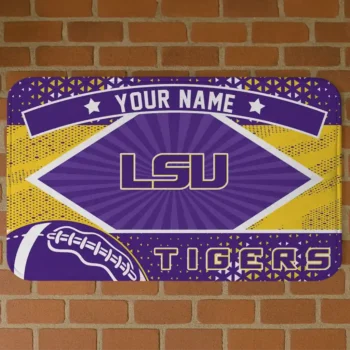 Custom LSU Tigers Football Crest Purple Black Doormat