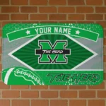 Custom Marshall Thundering Herd Football Crest Green Black Doormat