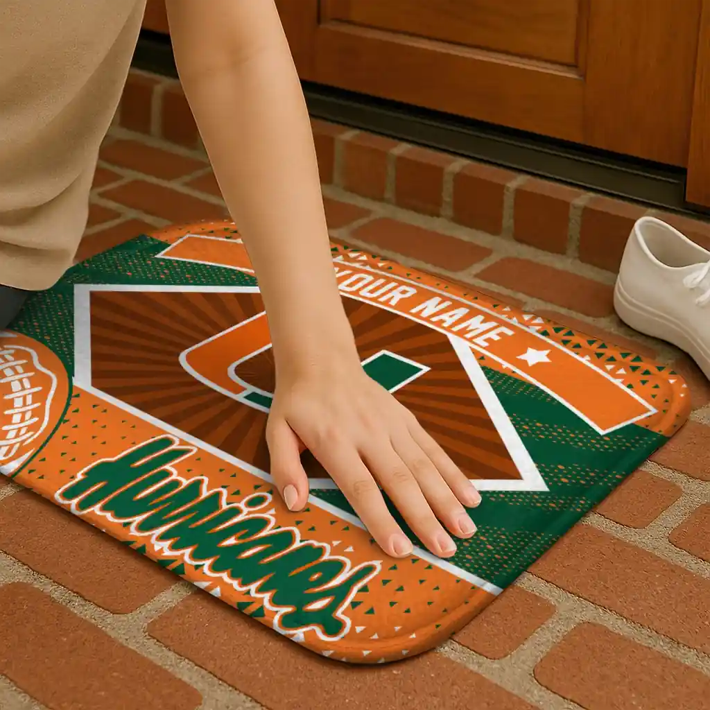 custom-miami-hurricanes-football-crest-orange-black-doormat-premium-grade.webp