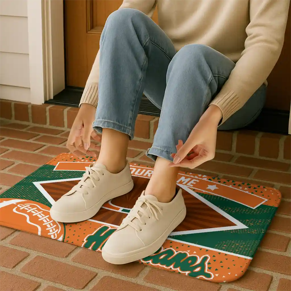 custom-miami-hurricanes-football-crest-orange-black-doormat-top-rated.webp