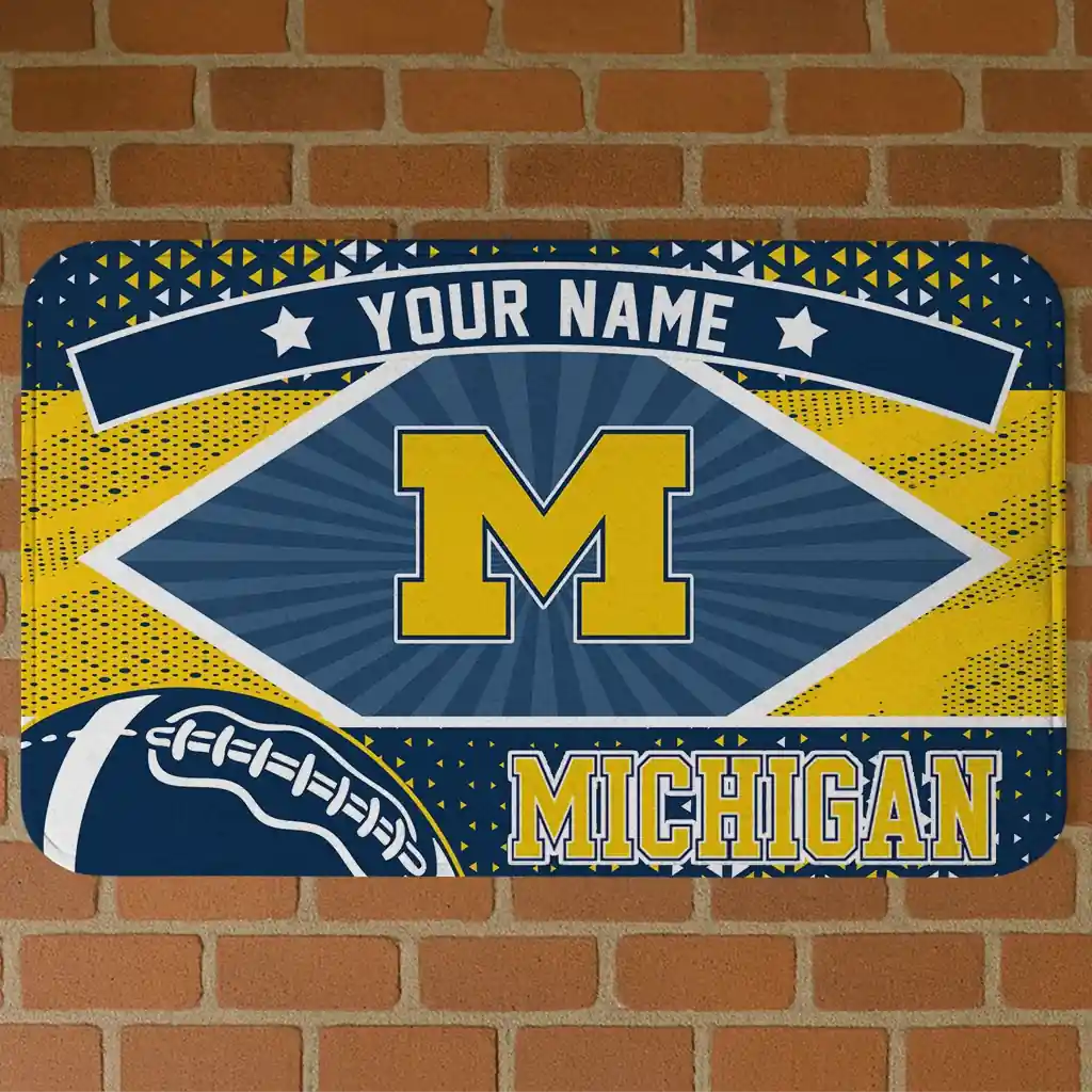 custom-michigan-wolverines-football-crest-blue-black-doormat-best-selling.webp custom michigan wolverines football crest blue black doormat best selling