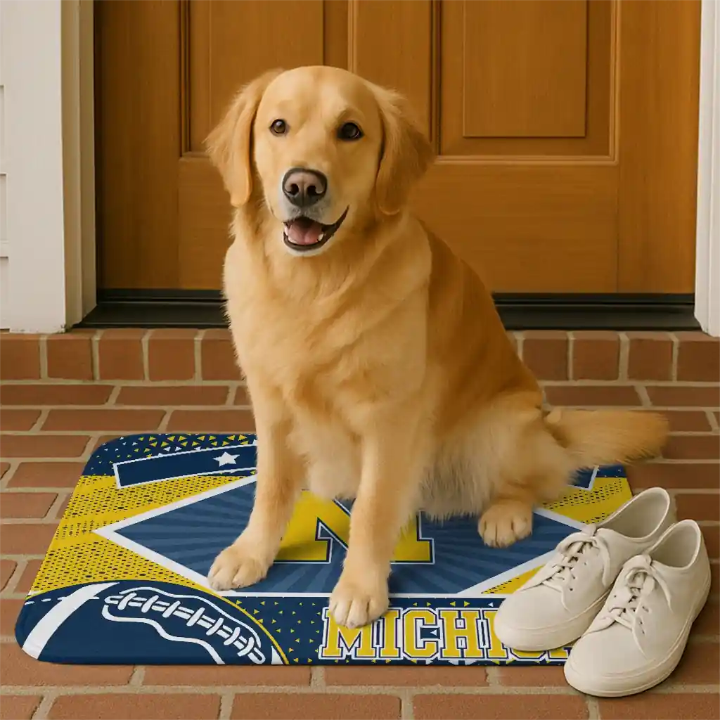 custom-michigan-wolverines-football-crest-blue-black-doormat-high-quality.webp