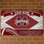 Custom Mississippi State Bulldogs Football Crest Maroon Black Doormat