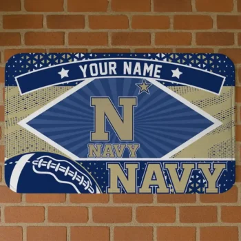 Custom Navy Midshipmen Football Crest Blue Black Doormat